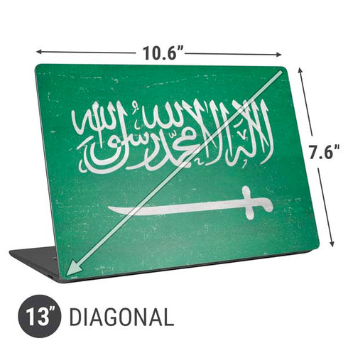 Saudi Arabia Flag Distressed Universal Laptop 13in (10.6 x 7.6in) Skin